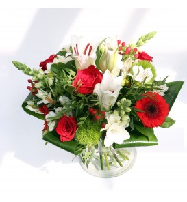 Fleuriste Leloup-Bouquet "Coraline" Blanc et rouge