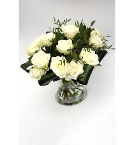 Fleuriste Leloup-Bouquet "?" de roses blanches